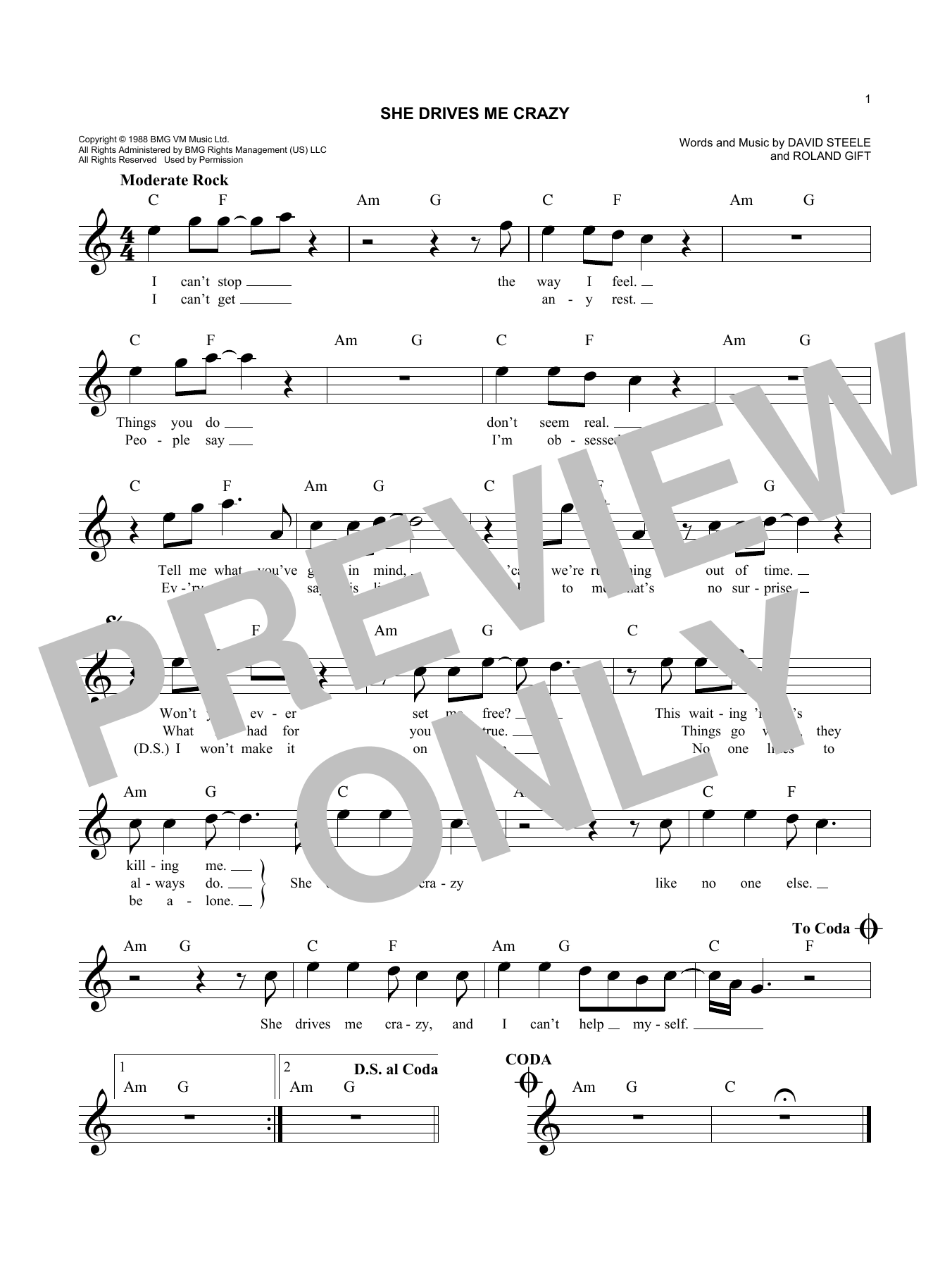 Fine Young Cannibals She Drives Me Crazy sheet music notes and chords. Download Printable PDF.