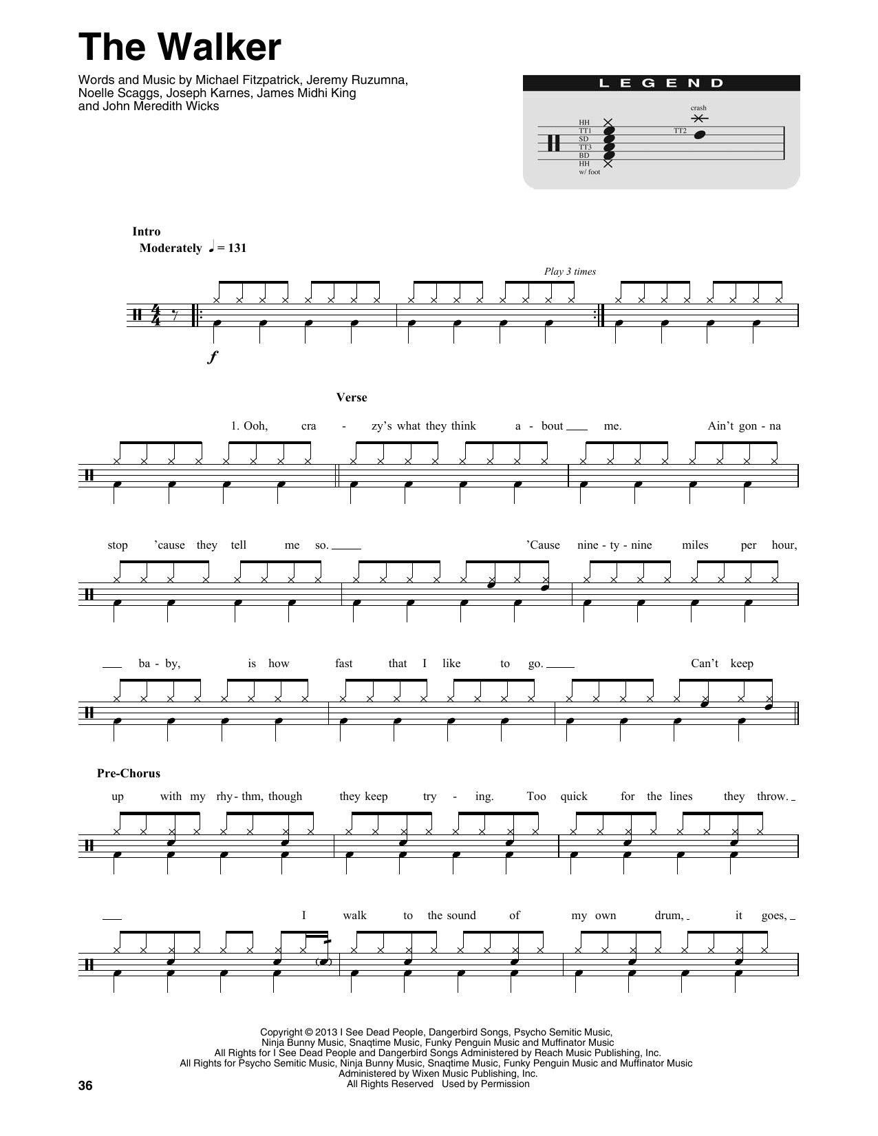 Fitz And The Tantrums The Walker sheet music notes and chords. Download Printable PDF.