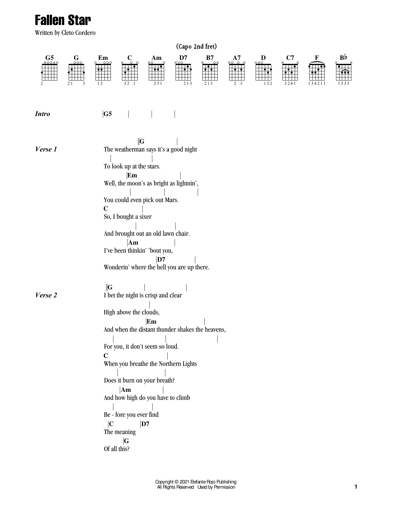 Flatland Cavalry Fallen Star sheet music notes and chords. Download Printable PDF.