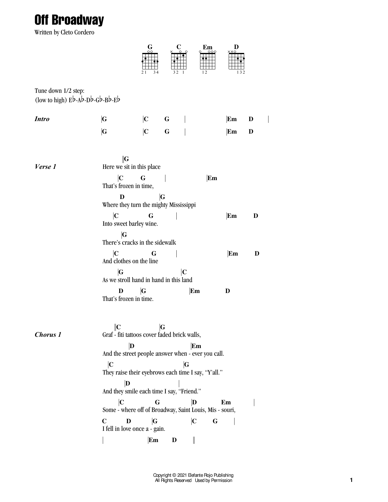 Flatland Cavalry Off Broadway sheet music notes and chords. Download Printable PDF.