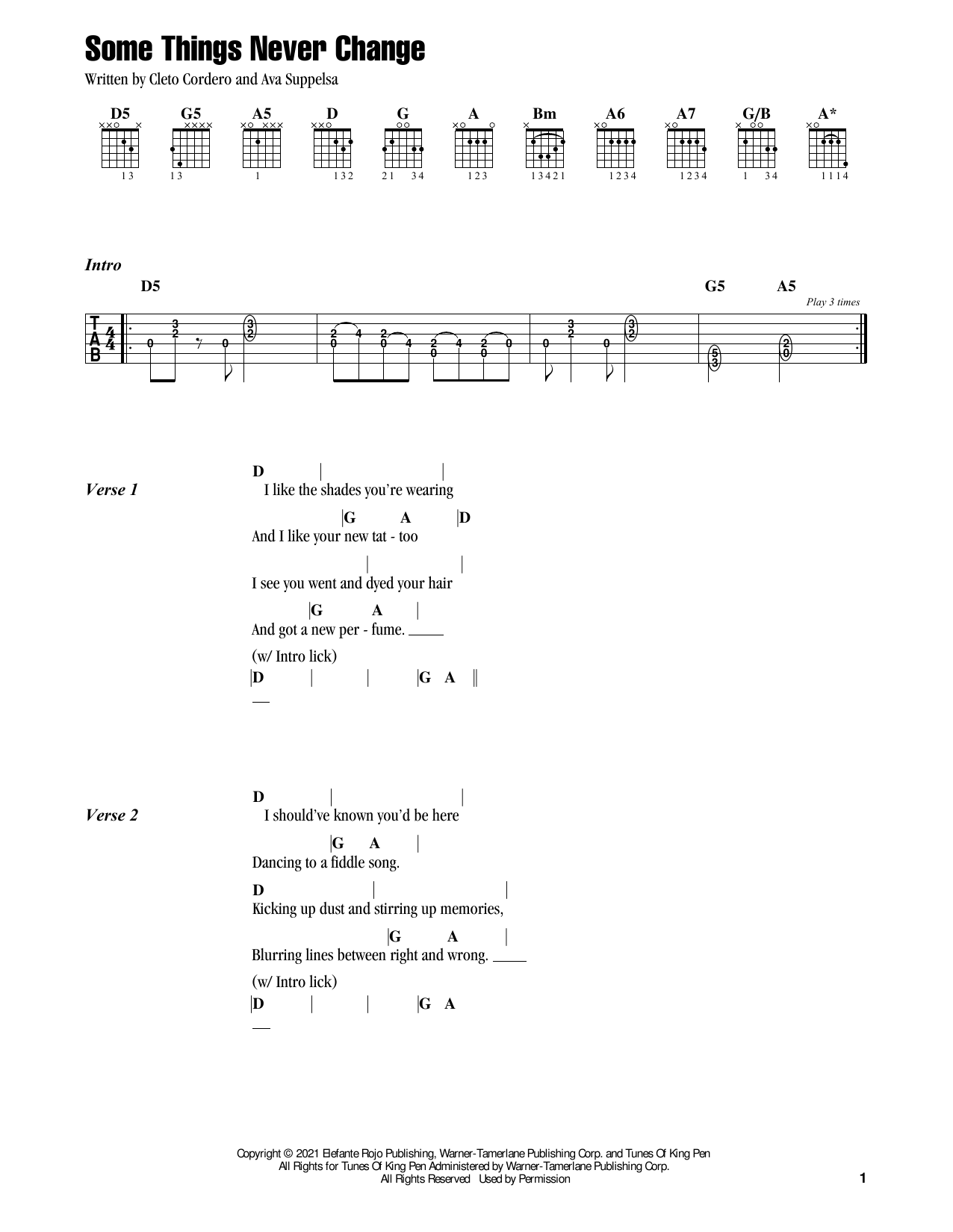 Flatland Cavalry Some Things Never Change sheet music notes and chords. Download Printable PDF.