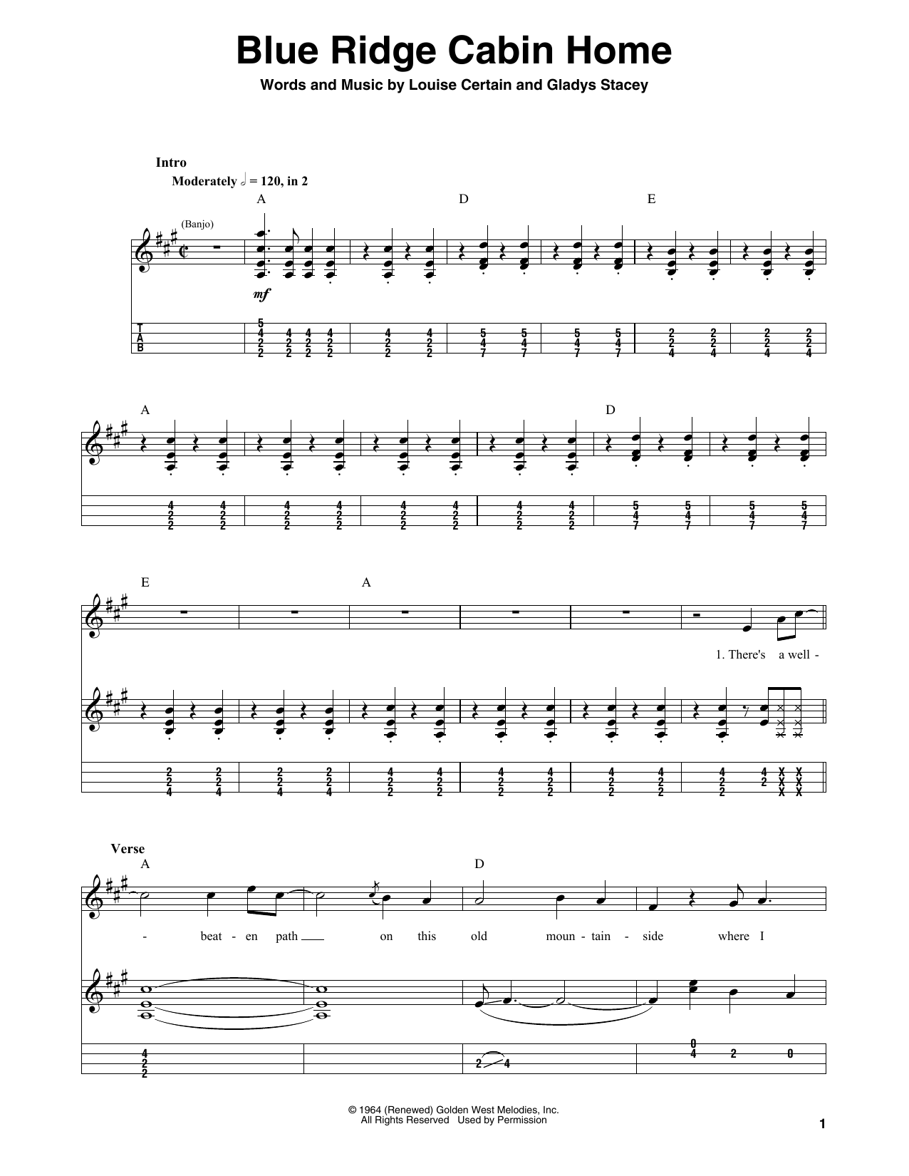 Flatt & Scruggs Blue Ridge Cabin Home sheet music notes and chords. Download Printable PDF.