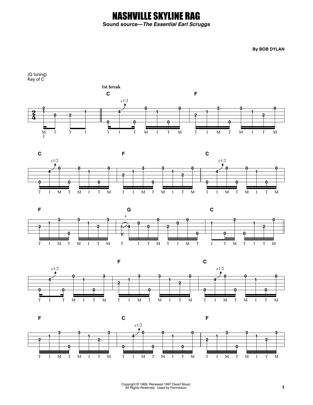 Flatt & Scruggs Nashville Skyline Rag sheet music notes and chords. Download Printable PDF.