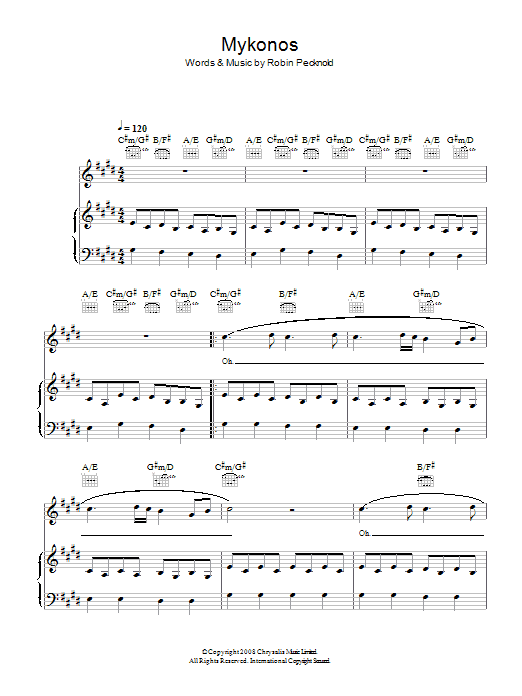 Fleet Foxes Mykonos sheet music notes and chords. Download Printable PDF.