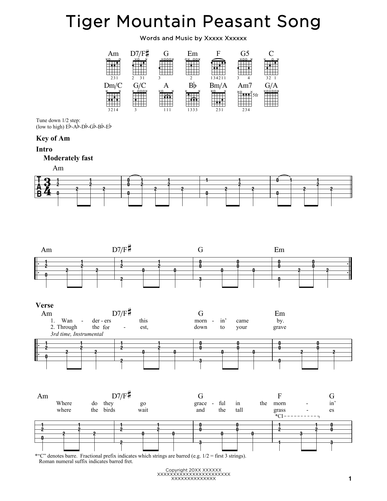 Fleet Foxes Tiger Mountain Peasant Song sheet music notes and chords. Download Printable PDF.