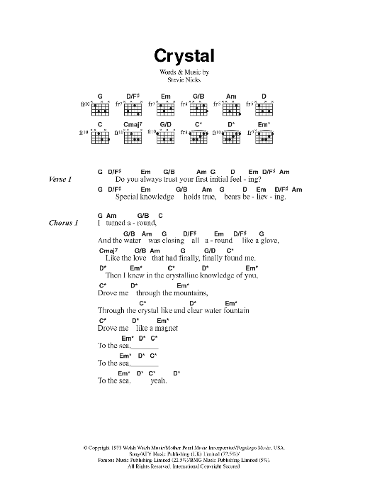 Fleetwood Mac Crystal sheet music notes and chords. Download Printable PDF.