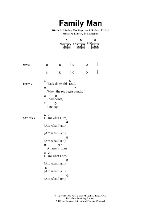Learn to play Fleetwood Mac Family Man sheet music for Guitar Chords/Lyrics in minutes. Price: 4.4900$ Fleetwood Mac Family Man sheet music notes and chords arranged for Guitar Chords/Lyrics