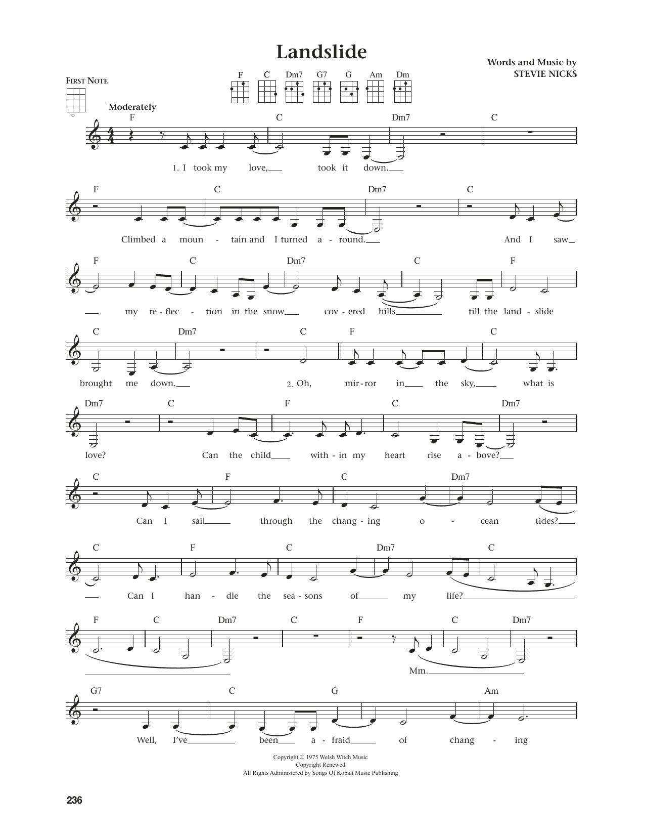 Fleetwood Mac Landslide (from The Great Ukulele) (arr. Jim Beloff) sheet music notes and chords arranged for Ukulele