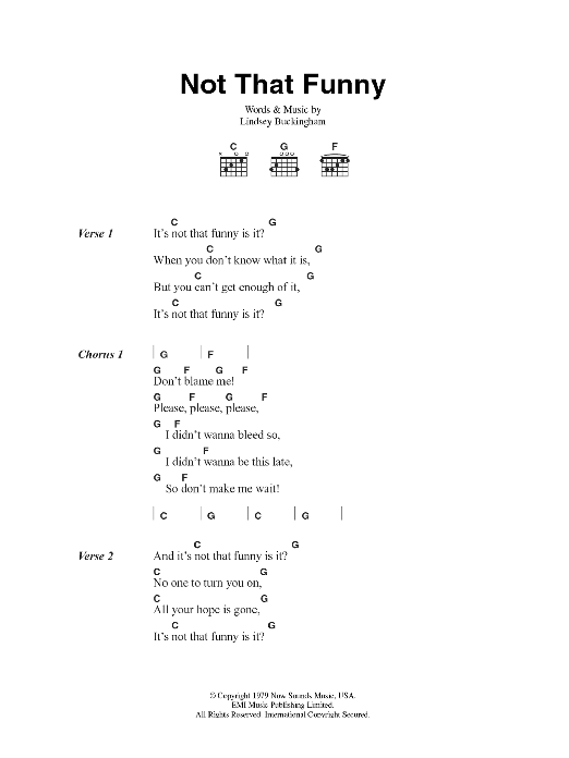 Fleetwood Mac Not That Funny sheet music notes and chords. Download Printable PDF.