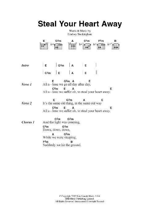 Fleetwood Mac Steal Your Heart Away sheet music notes and chords. Download Printable PDF.