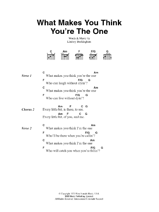 Fleetwood Mac What Makes You Think You're The One sheet music notes and chords. Download Printable PDF.