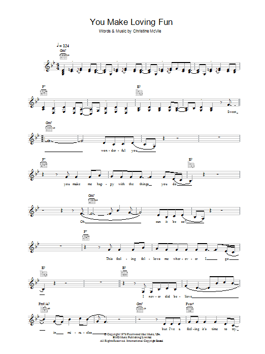 Fleetwood Mac You Make Loving Fun sheet music notes and chords. Download Printable PDF.