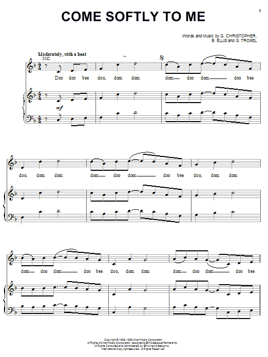 The Fleetwoods Come Softly To Me sheet music notes and chords. Download Printable PDF.