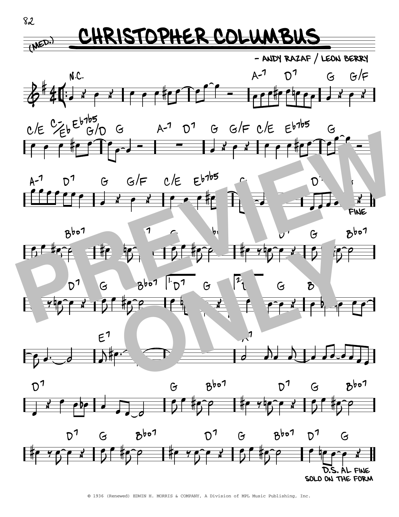 Fletcher Henderson & His Orchestra Christopher Columbus sheet music notes and chords. Download Printable PDF.