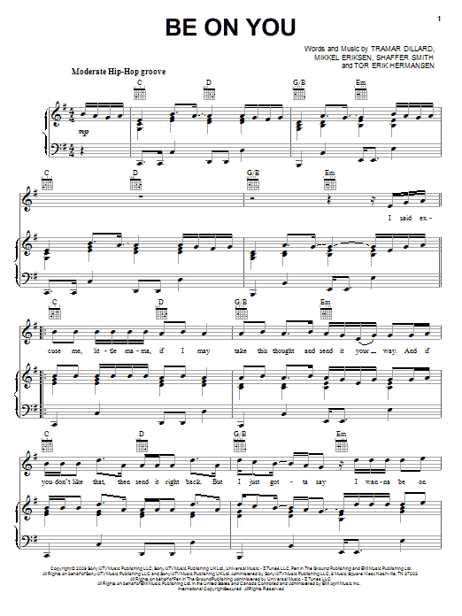 Learn to play Flo Rida Be On You (feat. Ne-Yo) sheet music for Piano, Vocal & Guitar Chords (Right-Hand Melody) in minutes. Price: 7.8900$ Flo Rida Be On You (feat. Ne-Yo) sheet music notes and chords arranged for Piano, Vocal & Guitar Chords (Right-Hand Melody)