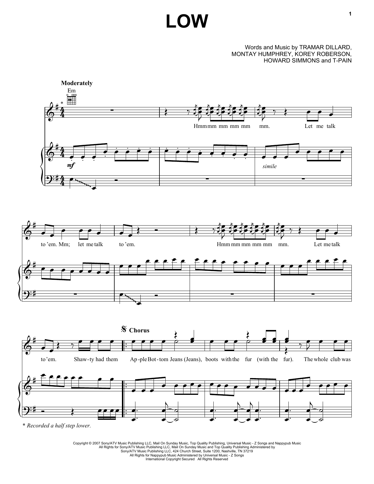 Learn to play T-Pain Low sheet music for Piano, Vocal & Guitar Chords (Right-Hand Melody) in minutes. Price: 7.8900$ T-Pain Low sheet music notes and chords arranged for Piano, Vocal & Guitar Chords (Right-Hand Melody)