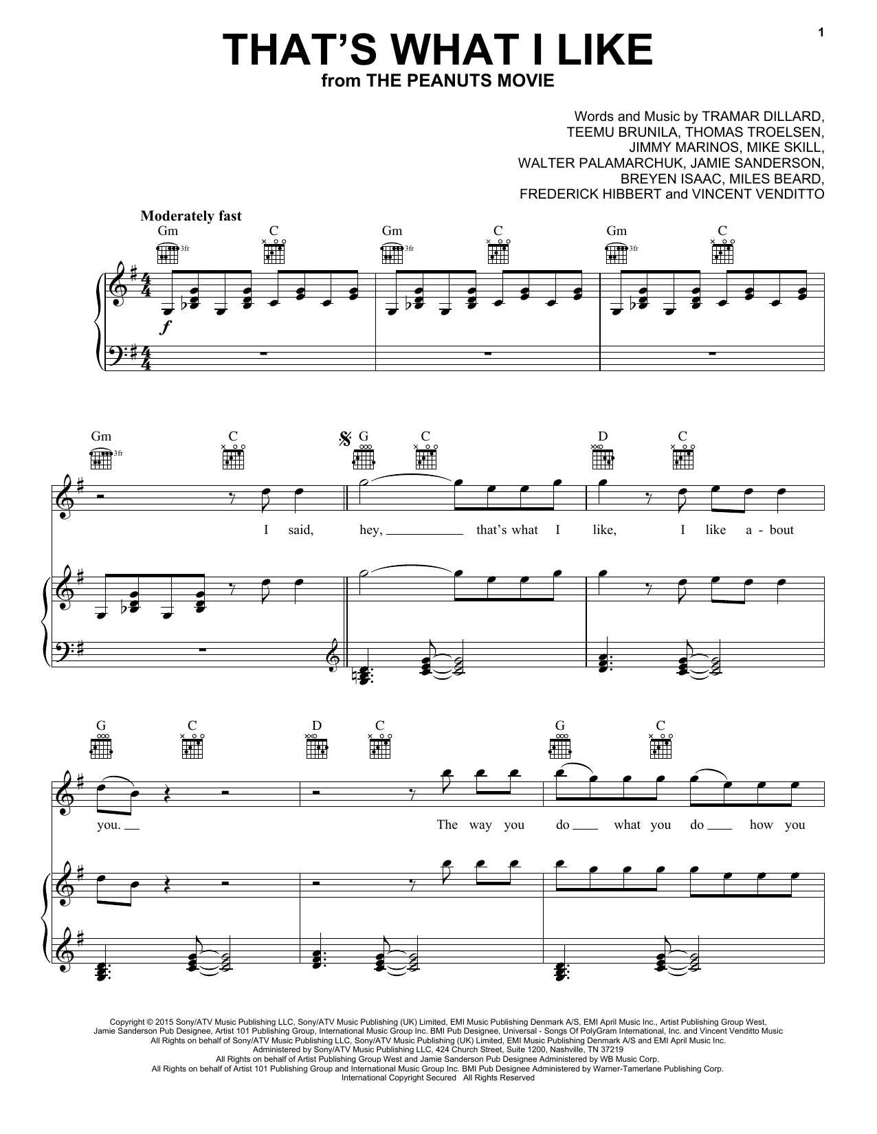 Learn to play Flo Rida That's What I Like sheet music for Piano, Vocal & Guitar Chords (Right-Hand Melody) in minutes. Price: 7.8900$ Flo Rida That's What I Like sheet music notes and chords arranged for Piano, Vocal & Guitar Chords (Right-Hand Melody)