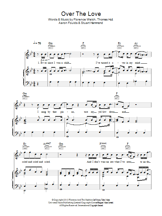 Florence And The Machine Over The Love sheet music notes and chords. Download Printable PDF.