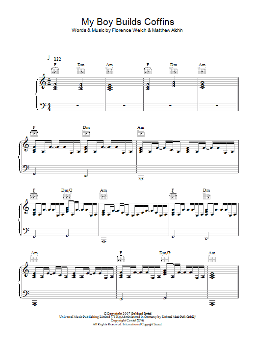 Florence And The Machine My Boy Builds Coffins sheet music notes and chords. Download Printable PDF.