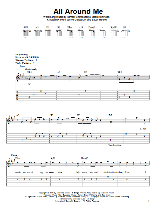 Flyleaf All Around Me sheet music notes and chords. Download Printable PDF.