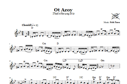 Folk Tune Ot Azoy (That's The Way It Is) sheet music notes and chords. Download Printable PDF.