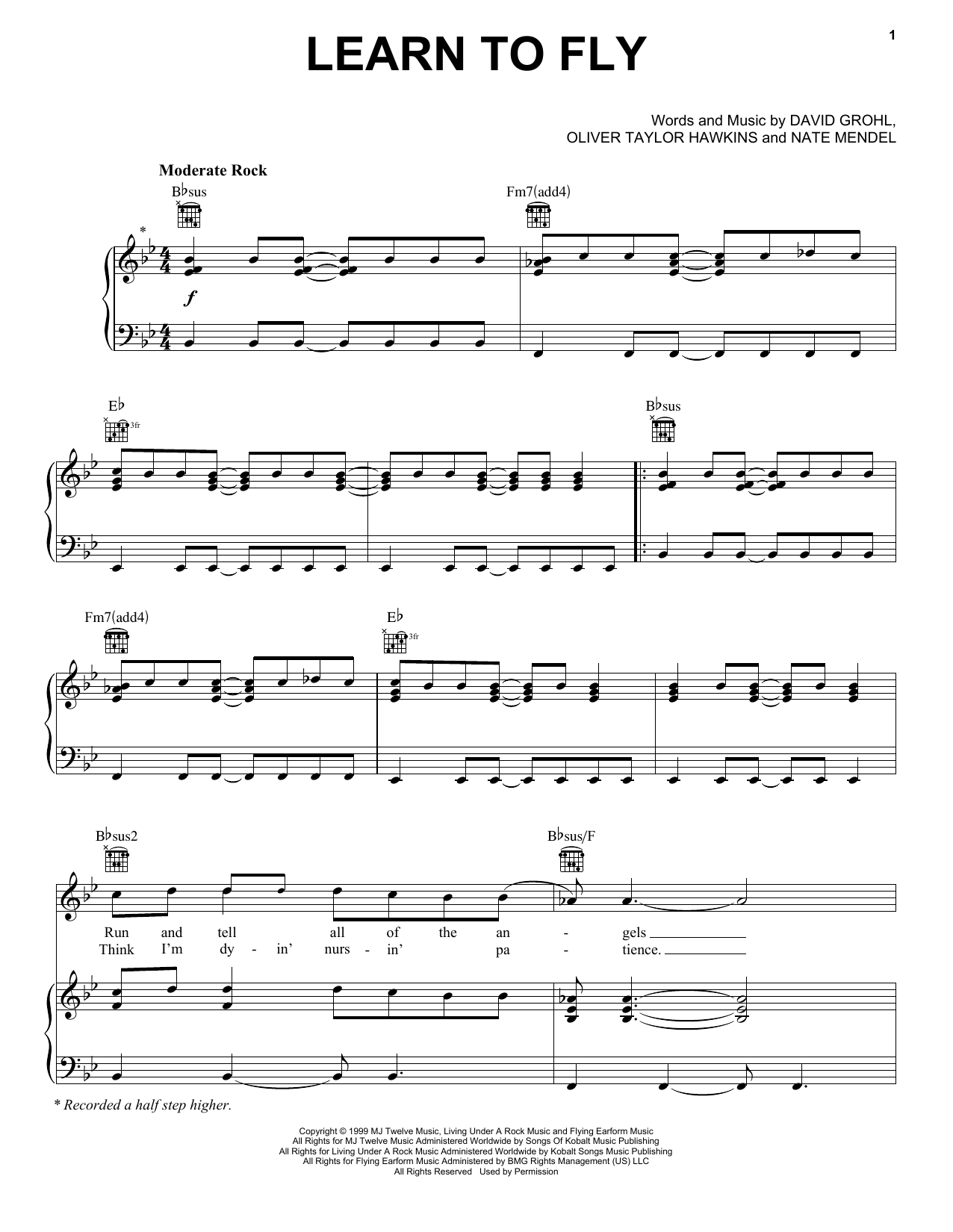 Foo Fighters Learn To Fly sheet music notes and chords. Download Printable PDF.