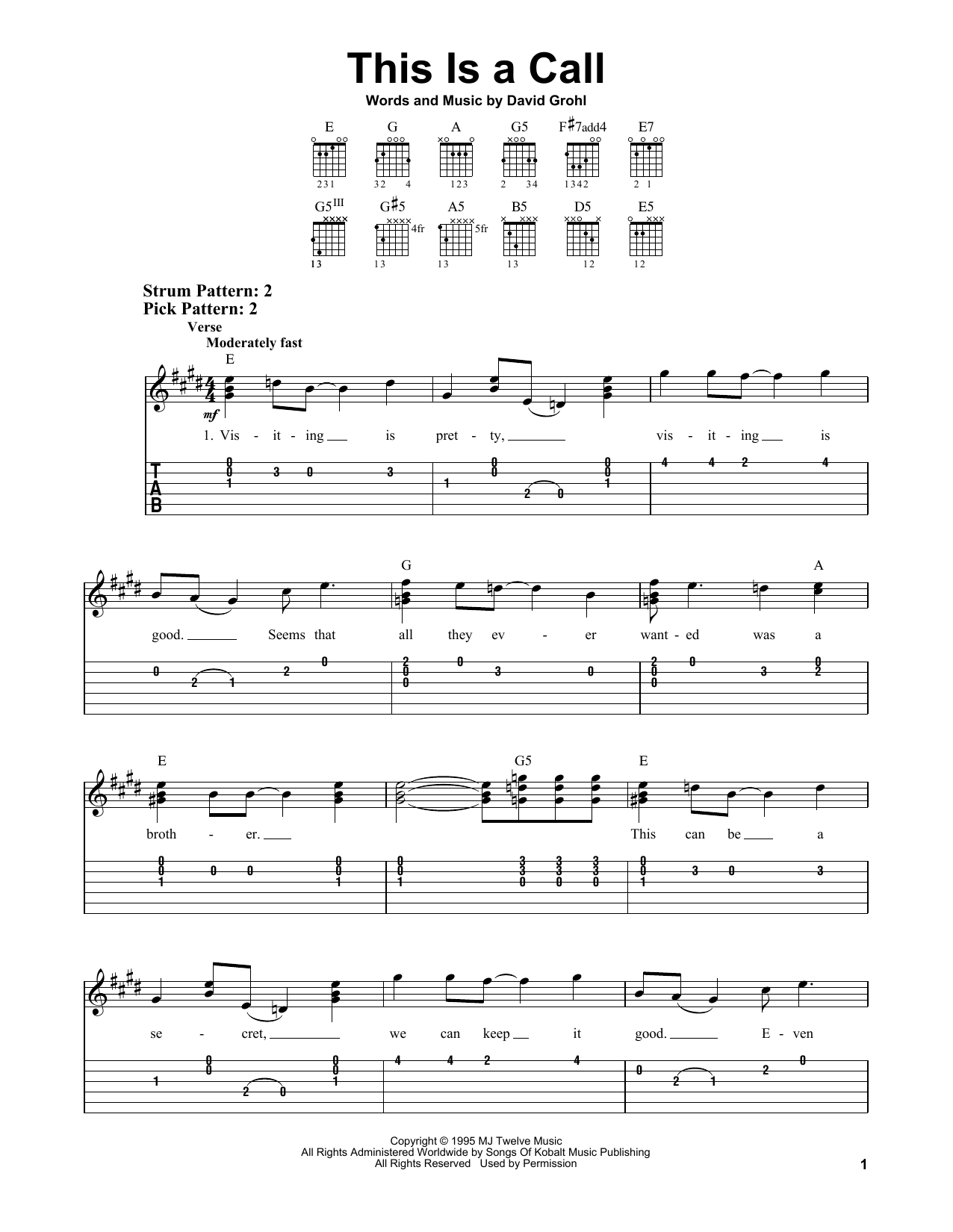 Foo Fighters This Is A Call sheet music notes and chords. Download Printable PDF.