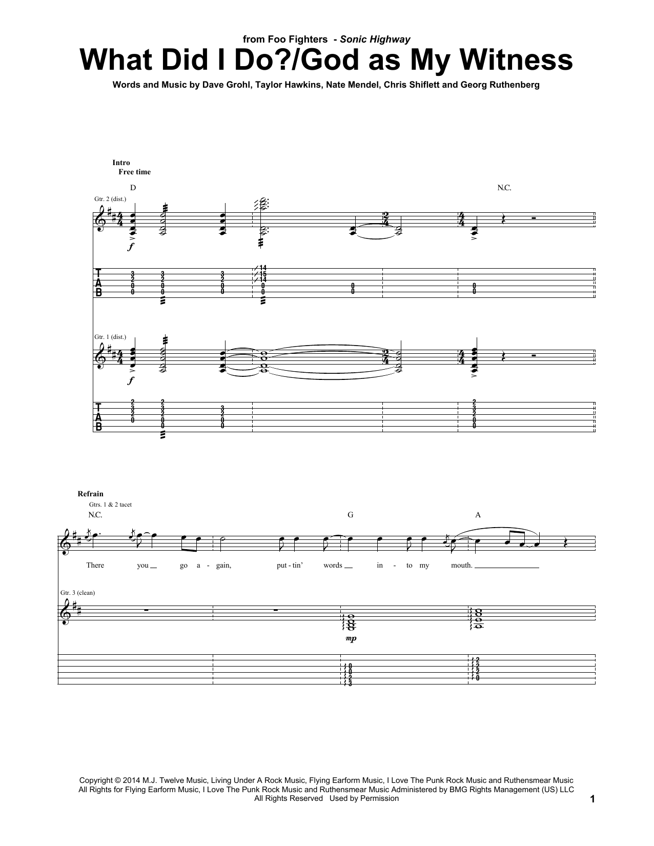Learn to play Foo Fighters What Did I Do?/God As My Witness sheet music for Guitar Tab in minutes. Price: 7.8900$ Foo Fighters What Did I Do?/God As My Witness sheet music notes and chords arranged for Guitar Tab