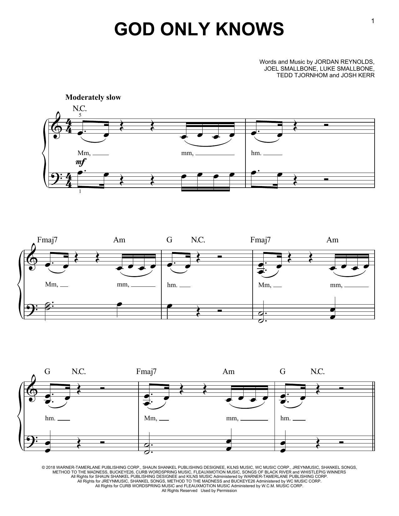 for KING & COUNTRY God Only Knows sheet music notes and chords. Download Printable PDF.