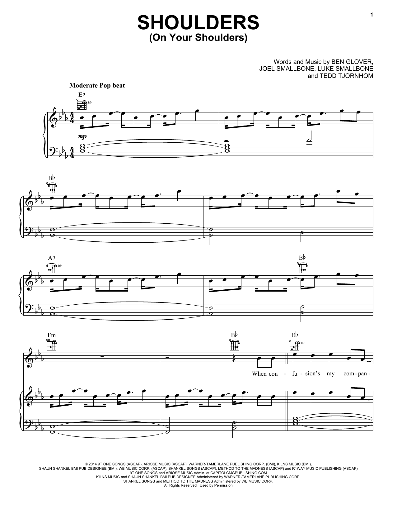 for KING & COUNTRY Shoulders (On Your Shoulders) sheet music notes and chords. Download Printable PDF.