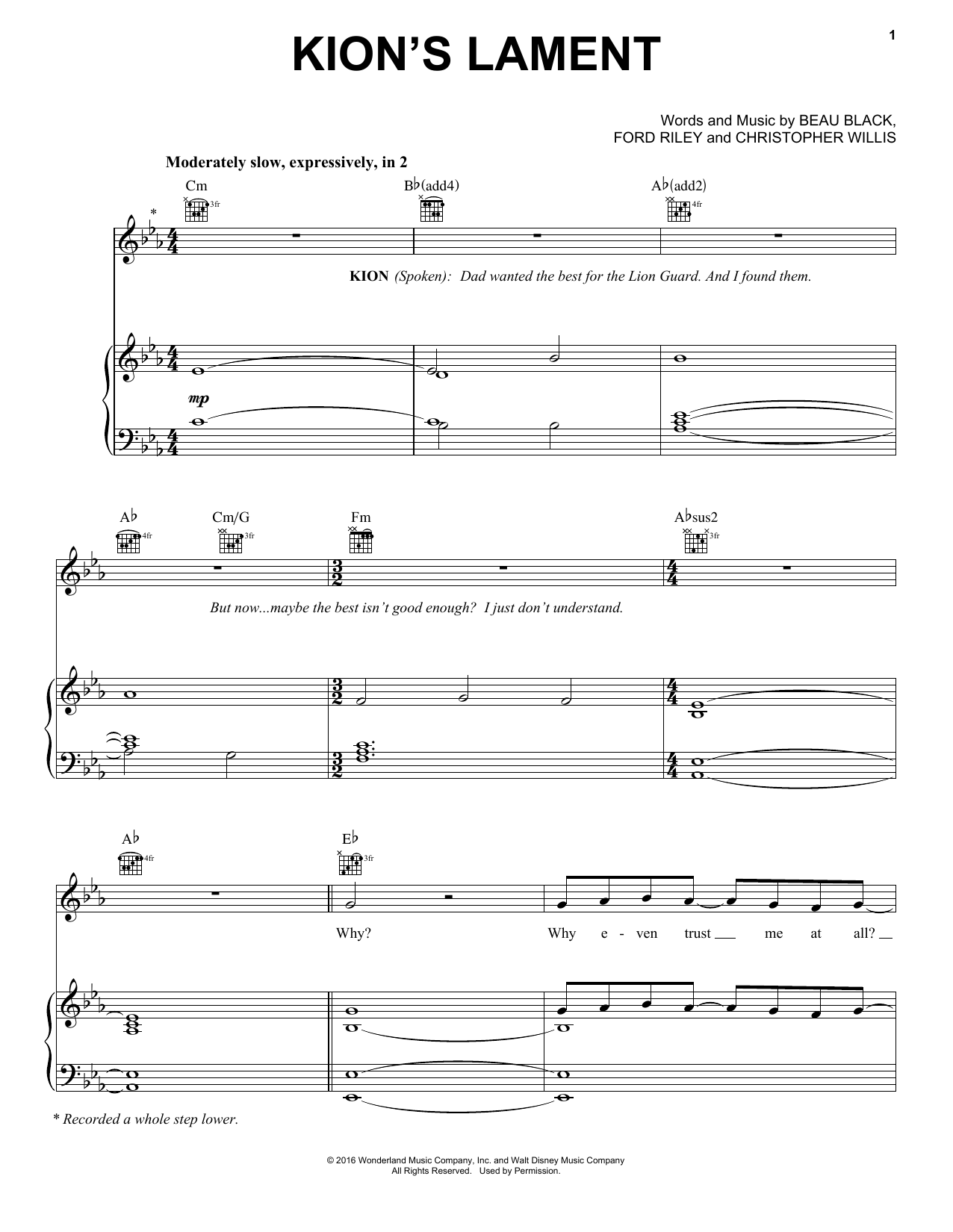 Learn to play Beau Black Kion's Lament sheet music for Piano, Vocal & Guitar Chords (Right-Hand Melody) in minutes. Price: 7.8900$ Beau Black Kion's Lament sheet music notes and chords arranged for Piano, Vocal & Guitar Chords (Right-Hand Melody)
