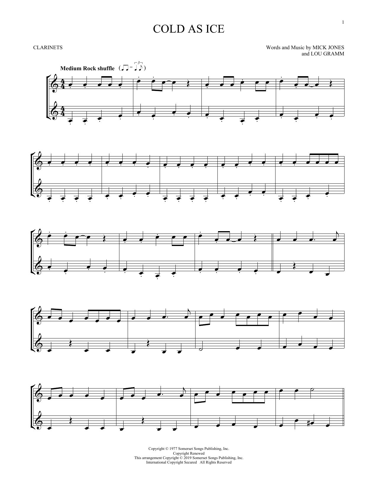 Foreigner Cold As Ice sheet music notes and chords. Download Printable PDF.