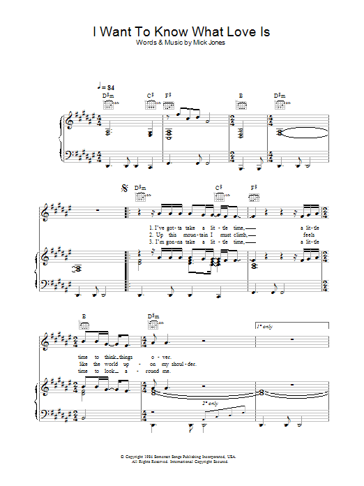 Foreigner I Want To Know What Love Is sheet music notes and chords. Download Printable PDF.