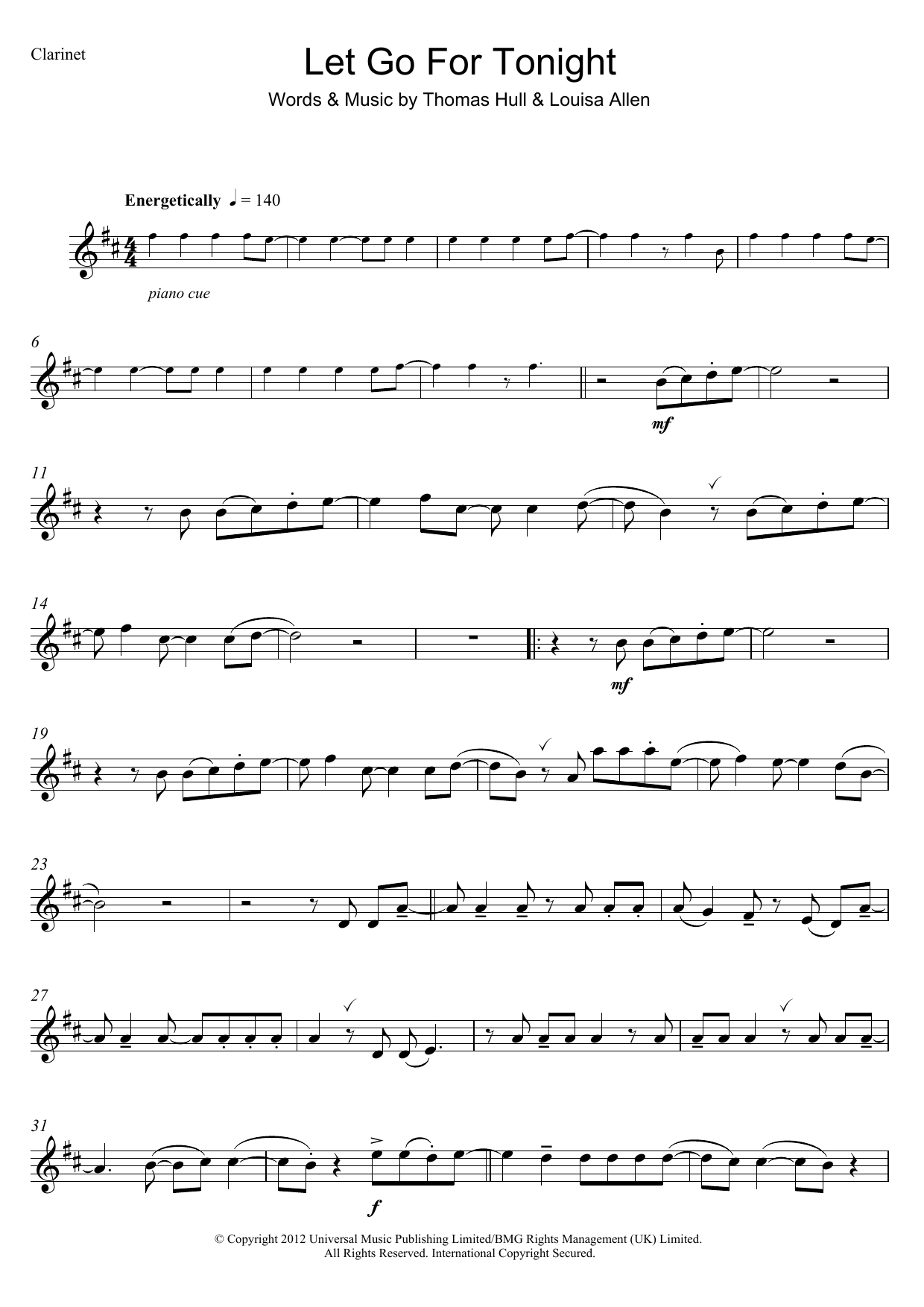 Foxes Let Go For Tonight sheet music notes and chords. Download Printable PDF.