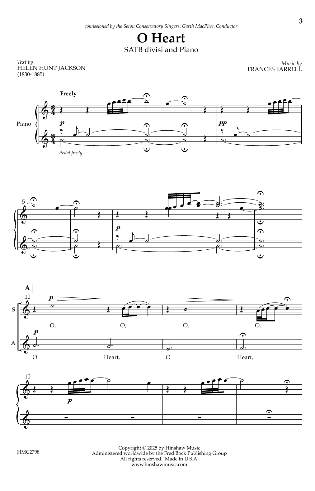 Frances Farrell O Heart sheet music notes and chords arranged for Choir