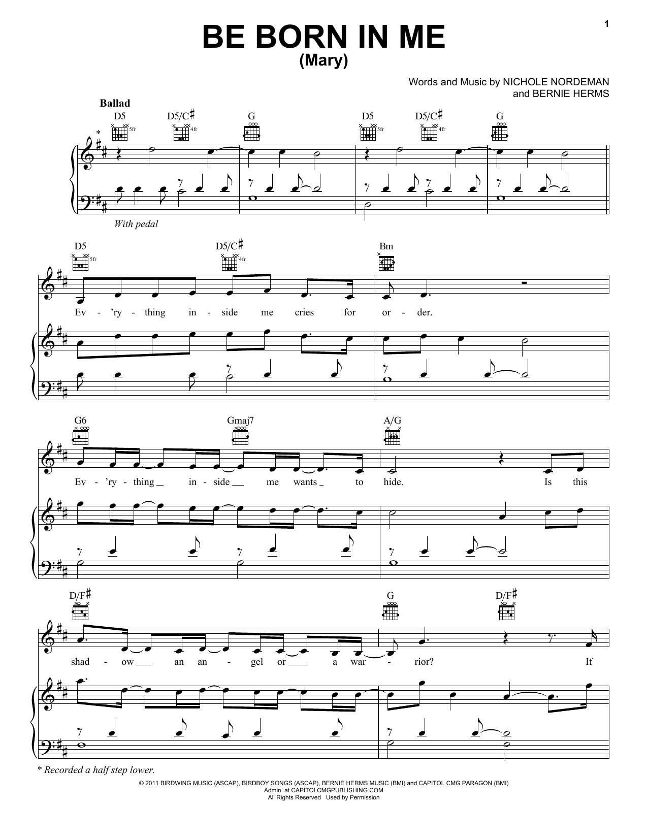 Francesca Battistelli Be Born In Me (Mary) sheet music notes and chords. Download Printable PDF.