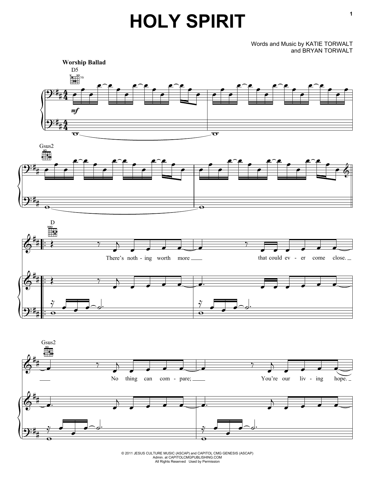 Francesca Battistelli Holy Spirit sheet music notes and chords. Download Printable PDF.