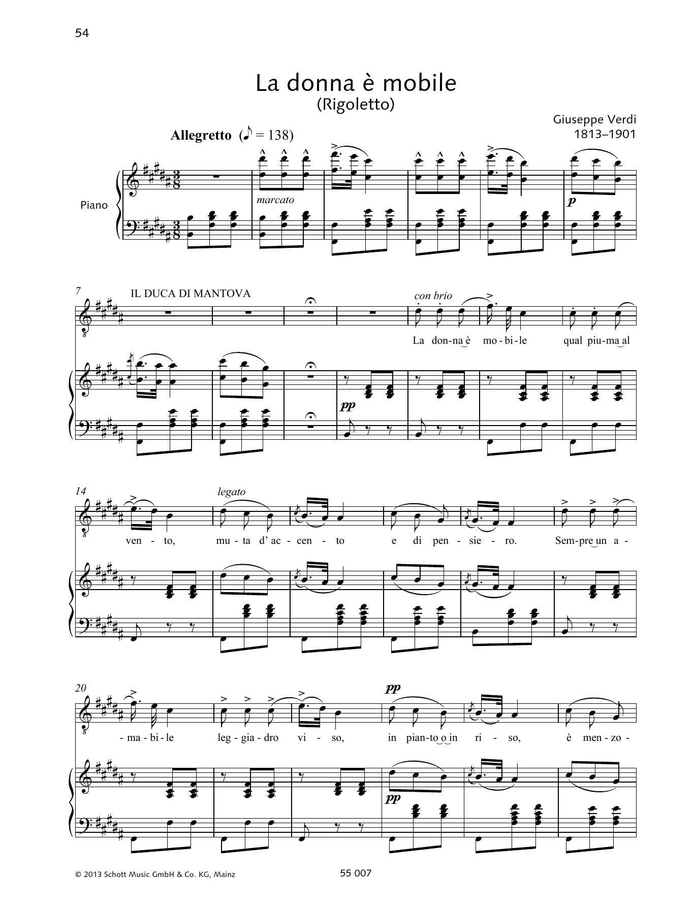 Francesca Licciarda La Donna è Mobile sheet music notes and chords. Download Printable PDF.