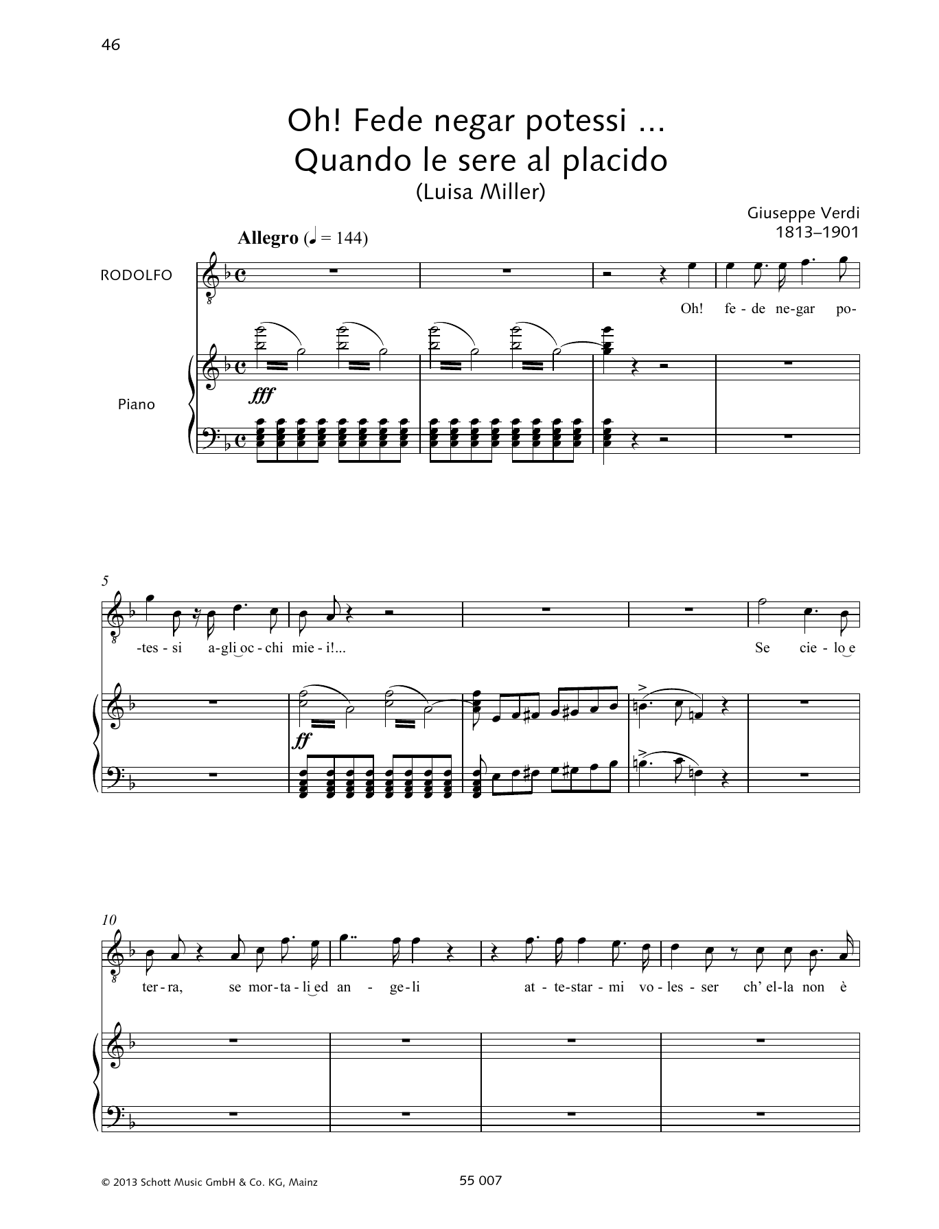 Learn to play Francesca Licciarda Oh! Fede negar potessi ... Quando le sere al placido sheet music for Piano & Vocal in minutes. Price: 6.9900$ Francesca Licciarda Oh! Fede negar potessi ... Quando le sere al placido sheet music notes and chords arranged for Piano & Vocal