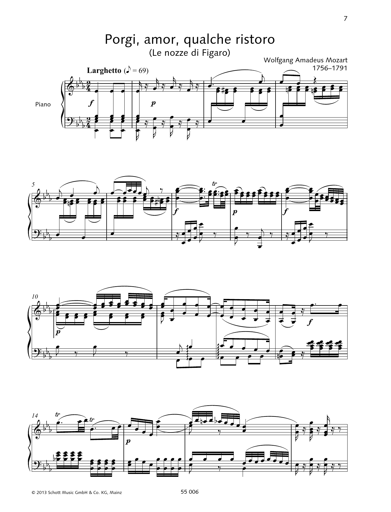 Francesca Licciarda Porgi, amor, qualche ristoro sheet music notes and chords. Download Printable PDF.