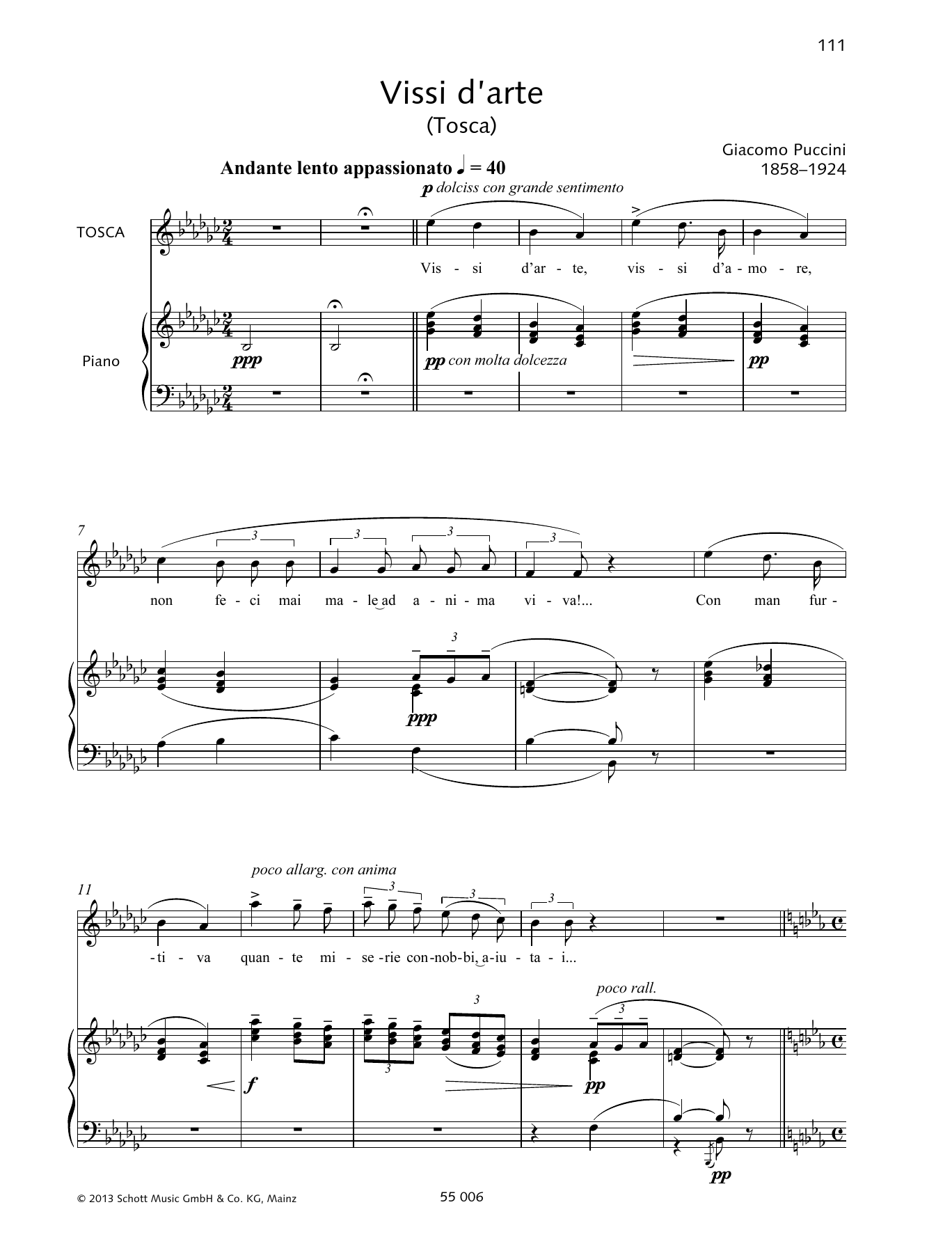 Francesca Licciarda Vissi D'arte sheet music notes and chords. Download Printable PDF.