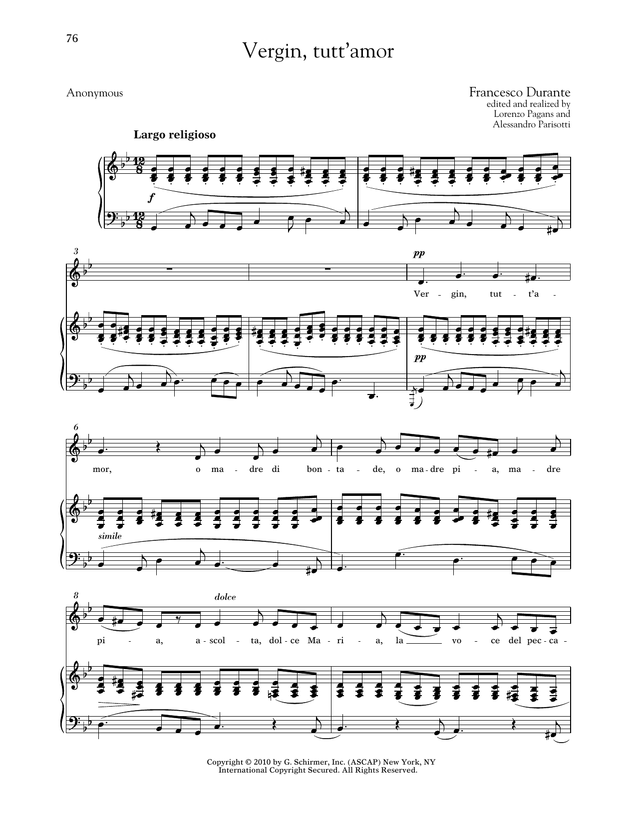 Learn to play Francesco Durante Vergin, Tutt'amor (Low Voice) sheet music for Piano & Vocal in minutes. Price: 7.8900$ Francesco Durante Vergin, Tutt'amor (Low Voice) sheet music notes and chords arranged for Piano & Vocal