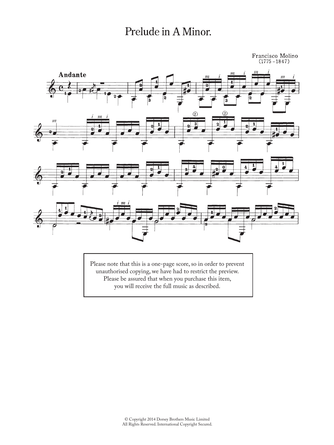 Francesco Molino Prelude In A Minor sheet music notes and chords. Download Printable PDF.