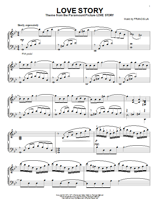 Francis Lai Love Story sheet music notes and chords. Download Printable PDF.