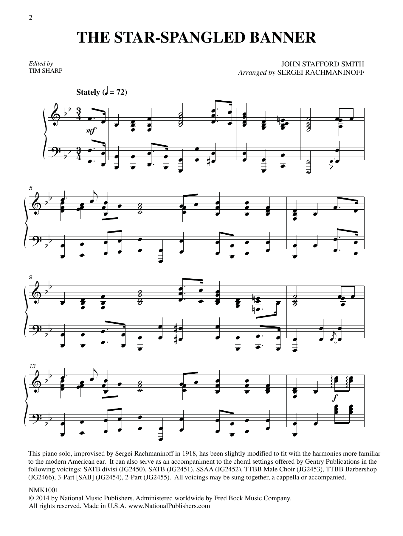 Francis Scott Key and John Stafford Smith The Star-Spangled Banner (arr. Sergei Rachmaninoff) (ed. Tim Sharp) sheet music notes and chords. Download Printable PDF.