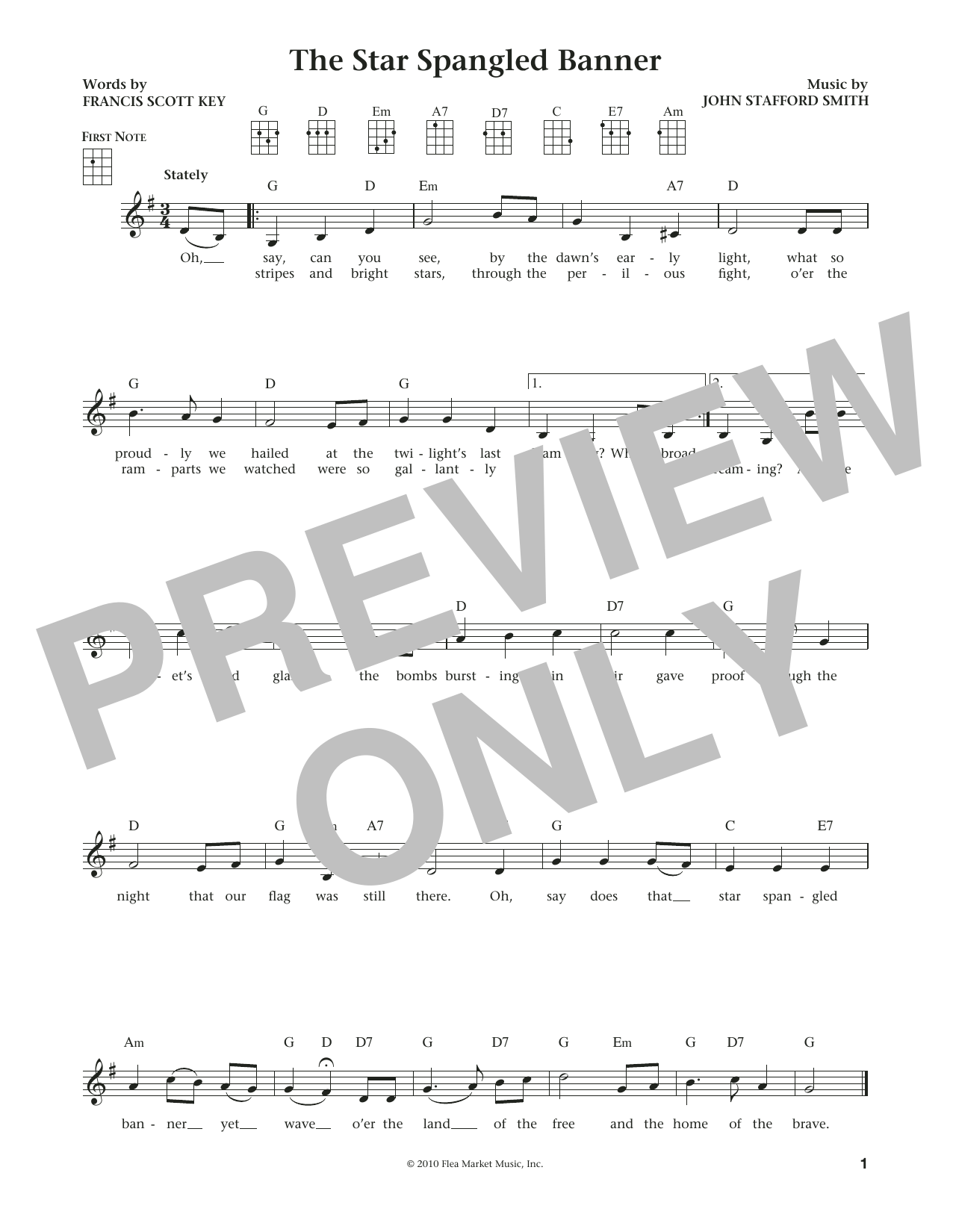 Francis Scott Key The Star Spangled Banner (from The Daily Ukulele) (arr. Liz and Jim Beloff) sheet music notes and chords. Download Printable PDF.