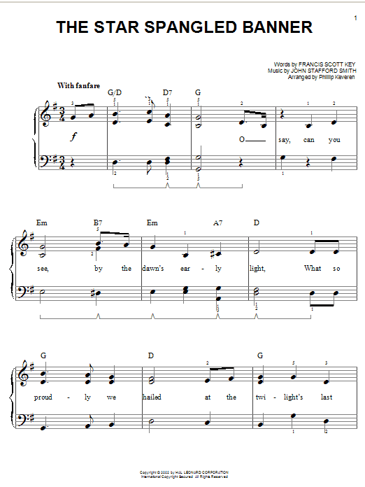 Francis Scott Key The Star-Spangled Banner sheet music notes and chords arranged for Recorder Solo