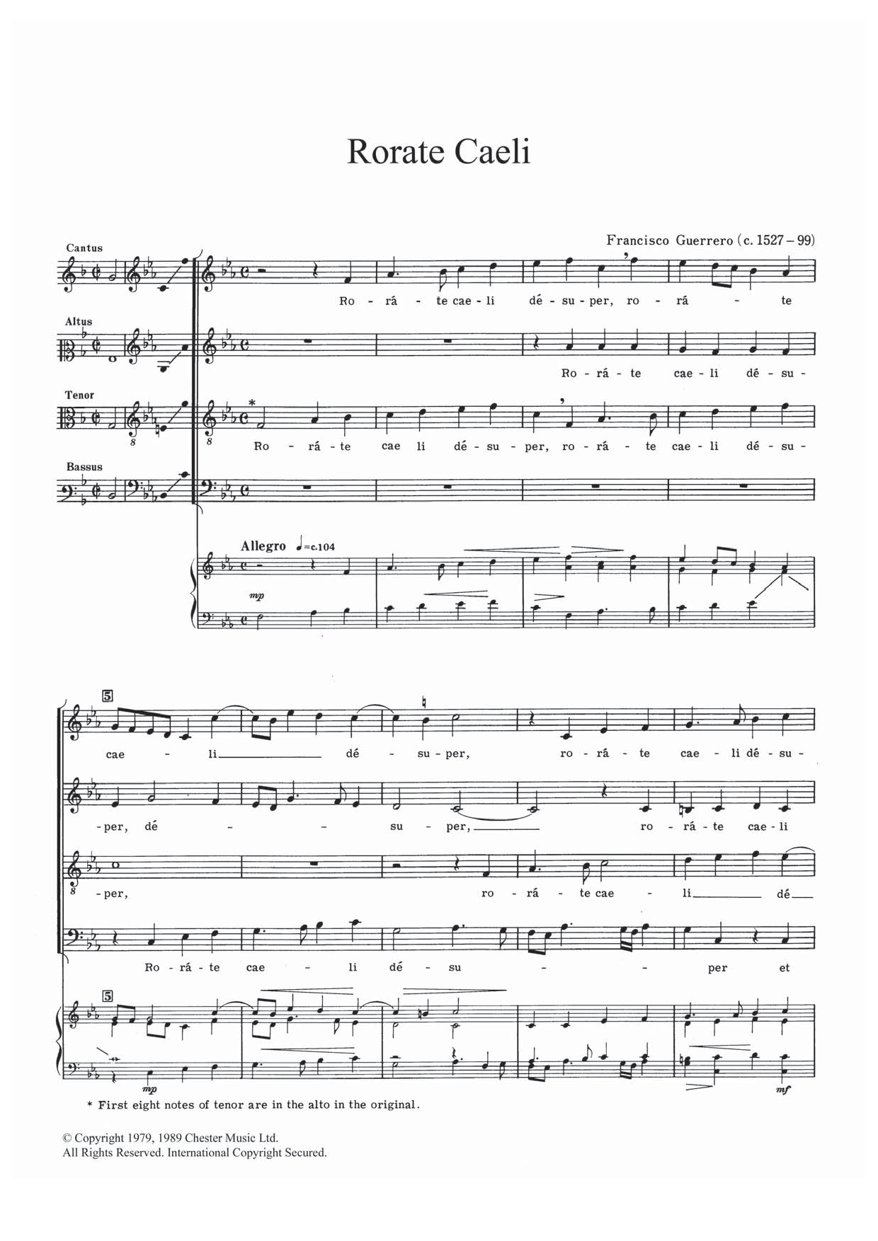 Francisco Guerrero Rorate Caeli sheet music notes and chords. Download Printable PDF.