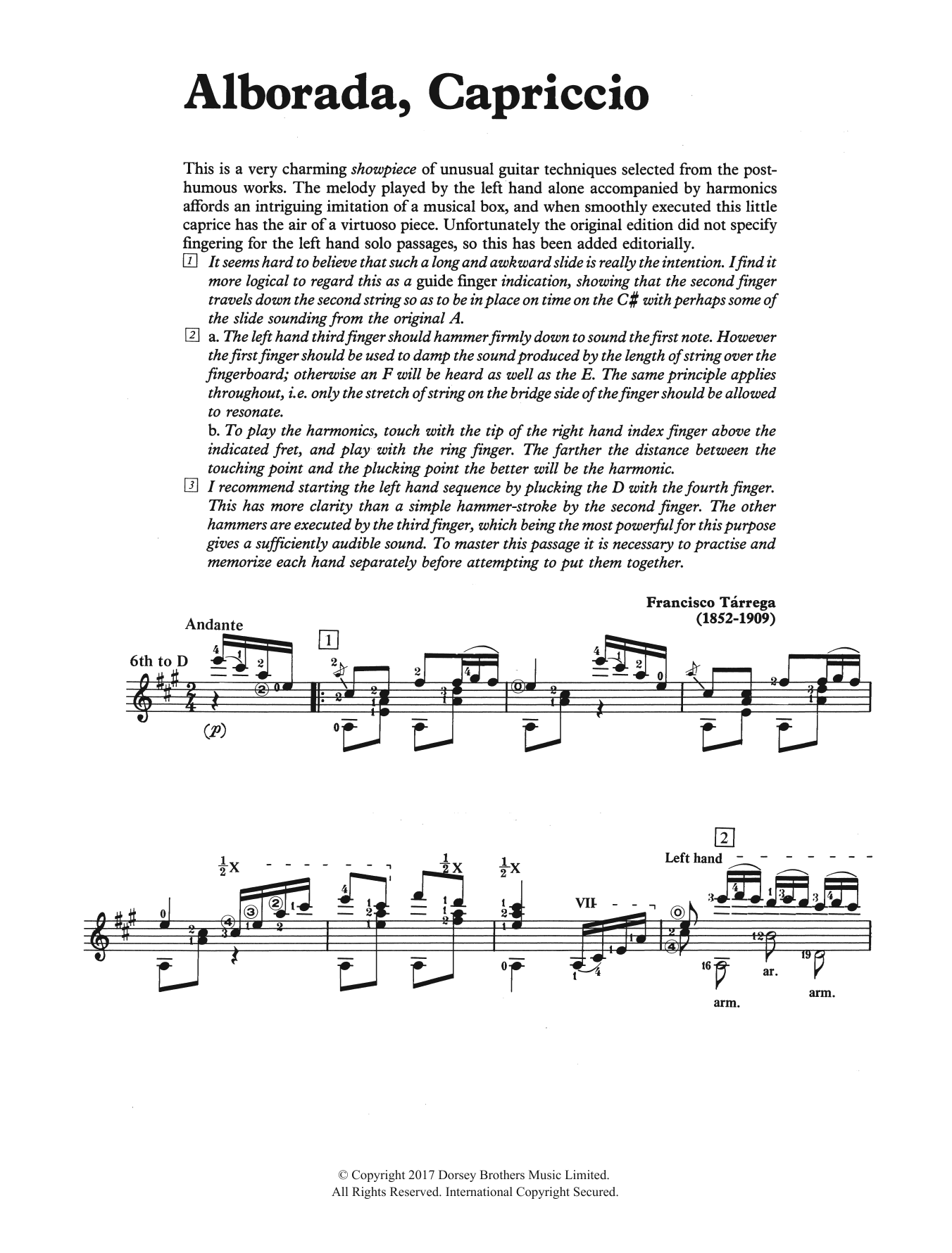 Francisco Tarrega Alborada, Capriccio sheet music notes and chords. Download Printable PDF.