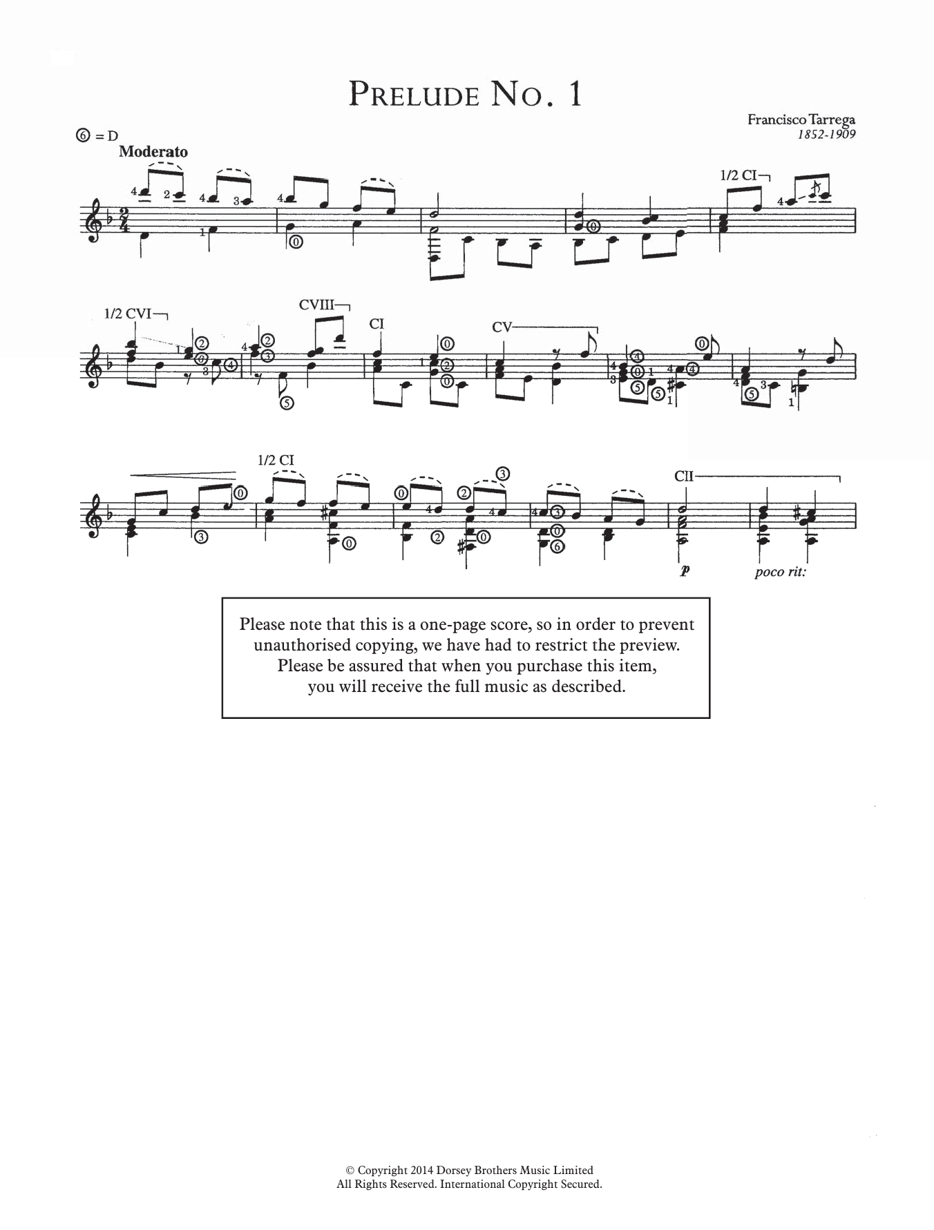 Francisco Tarrega Prelude No.1 sheet music notes and chords. Download Printable PDF.